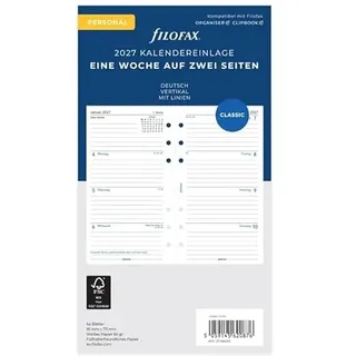 Filofax Kalendereinlage Personal 1 Woche auf 2 Seiten vertikal 2027 Weiß