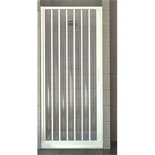 Duschtür 90 cm aus PVC, Modell Virgin mit seitlicher Öffnung, pastellweiß