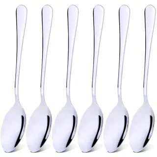 Qinglele Edelstahl 304 Löffel, suppenlöffel, Abendessen Löffel, Esslöffel, Tafellöffel, 20,6 cm, Set 6 Stück