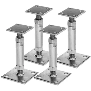 BigDean Pfostenträger 4 Stück 2 Platten  höhenverstellbar Gelb/Stahl verzinkt