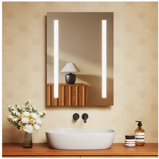 EMKE Emke, Badspiegel mit Beleuchtung 70x50 cm, Kaltweiss, Wandmontage, IP44, HD, beidseitig montierbar (70 x 50 cm)