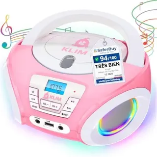 KLIM Candy Kids CD Player für Kinder - NEU - UKW-Radio - Inklusive Batterien - Rosa - Boombox tragbar - CD Spieler Kinder- mit Lautsprechern, Kleinkinder (Rose)