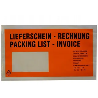 dm-folien 100 Lieferscheintaschen / DIN lang / "Lieferschein-Rechnung" / Farbe: orange
