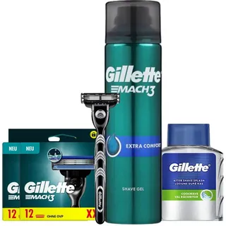 Gillette Rasierset Mach3, 4-tlg., Glatte Haut & Frische bei jeder Rasur