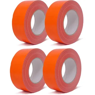 gws Tapes gws Gewebeklebeband, extra stark haftendes Panzerband zum Bündeln und Fixieren, Duct Tape in verschiedenen Farben, 4 Rollen, orange