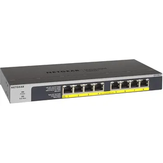 Netgear GS108LP 8-Port Gigabit Ethernet LAN PoE Switch Unmanaged (mit 8x PoE+ 60W erweiterbar, Desktop- oder Rack-Montage)