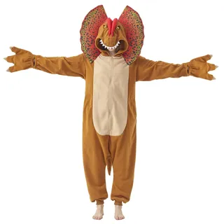 YUTCOTC Dinosaurier-Onesie-Kostüm Dilophosaurus Pyjama für Erwachsene Halloween-Cosplay Cartoon-Dinosaurier-Nachtwäsche für Frauen und Männer - L