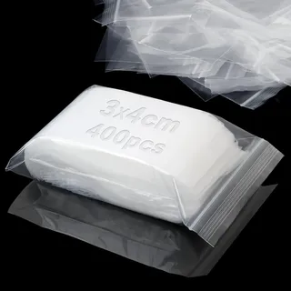 Mbsomnus 400 Stück Kleine Plastiktüten Druckverschlussbeutel 3x4 cm Zip Beutel Wiederverschließbare Kleine Tütchen Verschließbar Zipper Baggies für Ohrringen Schmuck Süßigkeiten Samen Schrauben