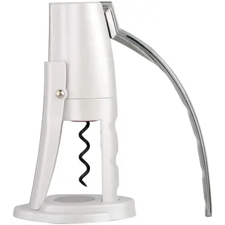 Automatischer Premium Weinflaschenöffner, Kellnerkorkenzieher mit Metallhebel, Spiralschraube und Folienschneider in Gastronomie Qualität (Weiß)