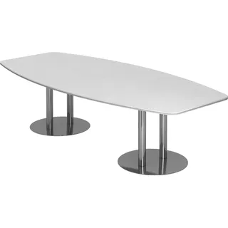 Hammerbacher Konferenztisch KT28S weiß Tonnenform, 280,0 x 85,0 - 130,0 x 74,5 cm