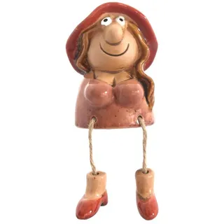Kaufhaus le petit Dekofigur Gartenstecker Kantenhocker Zaunhocker Frau Oma Deko Skulptur Figur, Kantensitzer Dekofigur Dekoskulptur Dekoobjekt aus Keramik