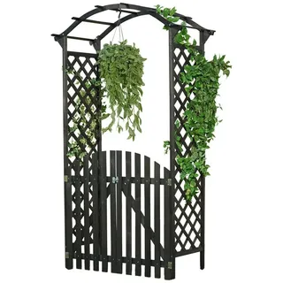 Mucola Rosenbogen Rosenbogen mit Tür Spalier Rankgitter Torbogen Rankhilfe Rankgestell Stück, Rosenbogen, Edelstahl-Scharniere schwarz