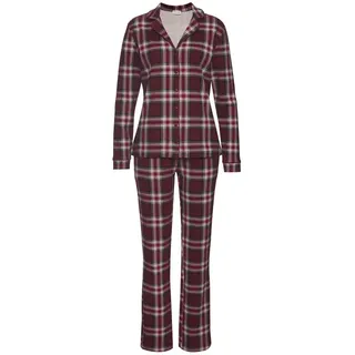 LASCANA Damen Pyjama rot kariert Gr.36/38