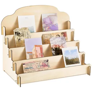 Hintyne Postkartenständer 4-stufiger Grußkartenständer aus Holz 15, 6 x 10, 3 x 14, 2 Zoll Kartenständer für Kunsthandwerksausstellungen Broschüren