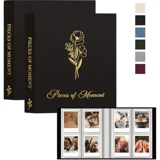 Lanpn 2 Stück Polaroid Fotoalbum Mini 208 Fotos Polaroid Buch Photo Album für Fujifilm Instax Mini 9 8 90 40 7 11 12 Evo LiPlay Sofortbildkamera Polaroid Snap PIC-300 Kodak Zink Fotopapier Schwarz