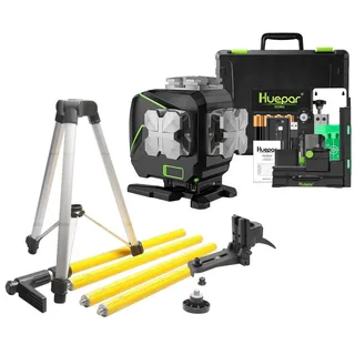 Huepar S03DG grün 3D Kreuzlinienlaser im Koffer Set Mit 3m Teleskopstange LP30
