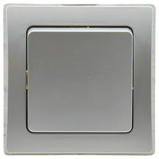 ChiliTec DELPHI Kreuzschalter 250V 10a mit 1-fach Rahmen, Silber Grau