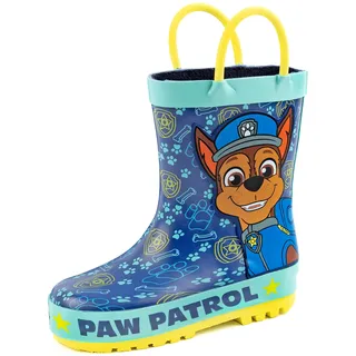 PAW PATROL Gummistiefel Jungen Kinder Kleinkinder | Chase Rescue Welpen Polizei Cop Gummistiefel | Blaugelbe wasserdichte Wanderschuhe - 28 EU