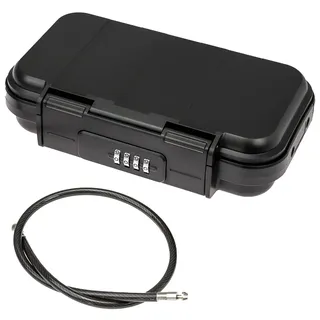 HMF 318-02 Tragbarer Safe mit Zahlenschloss, wasserdichter Mini Tresor mit Drahtseil, 23,5 x 14,5 x 5,8 cm