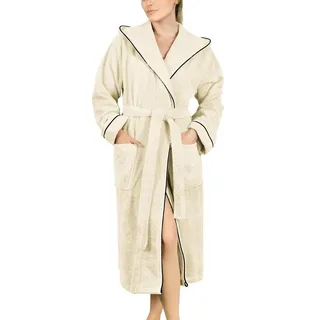 Laynenburg Damenbademantel Bademantel Damen Frottee Kapuze Baumwolle, Baumwolle, Gürtel, Frottee Kapuze Lang Baumwolle S-3XL weiß M | 121 cm