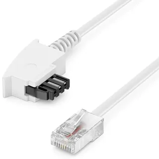 deleyCON 20m Routerkabel TAE-F auf RJ45 8P2C Anschlusskabel - Weiß - Weiß