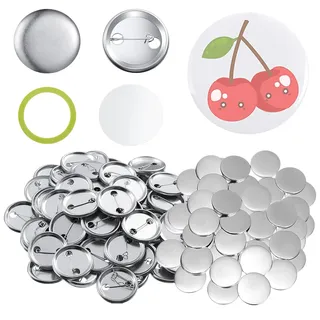 100 Sätze Buttonrohlinge 58mm mit Sicherheitsnadeln, Buttons selber Machen, Leere Rohlinge für Buttonmaschine, Anstecker für Souvenirs Abzeichen, DIY Abzeichenherstellung Zubehör