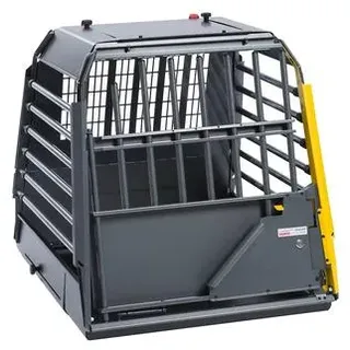 kleinmetall® Hundetransportbox VarioCage Einzelbox SLX, ca. B70/H71,5/T81-103 cm, Dunkelgrau, Gelb
