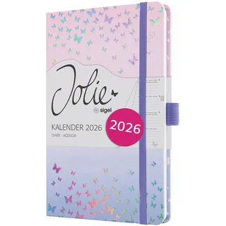 Sigel Wochenkalender Jolie ca. A5, Hardcover, Butterfly Confetti Candy 2026.