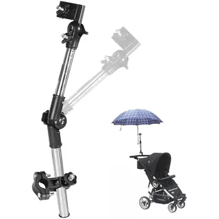 Nikou 360 ° Verstellbarer Schirmhalterung, Schirmhalter Universal Regenschirmhalter mit Stretchhalterung Kinderwagen Fahrrad Regenschirm Halter Fahrradstuhl Halterung für Rollstuhl Golf Trolley