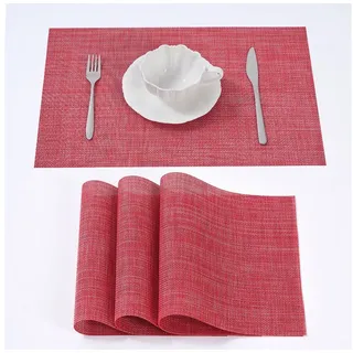 simurq Tischsets Abwaschbar - Platzsets aus PVC, rutschfest und Waschbar - Platzdeckchen - Tischunterlage, Platzset, Tischuntersetzer für Esszimmer, Küche und Restaurant (Rot Mix, 4er Set)