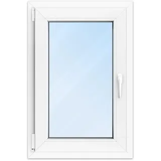 FENSTERVERSAND - Kunststofffenster Weiß - zu öffnendes Fenster 60x80 Kunststoff mit Griff, Dreh- & Kippfenster, 2-fach Verglasung, Klarglas - DIN links - BxH: 600x800 mm, 70 mm Profil