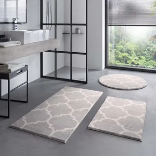 Taracarpet Badematte Badteppich für das Badezimmer waschbar in der Waschmachine Florentiner Muster Grau 050x080 cm
