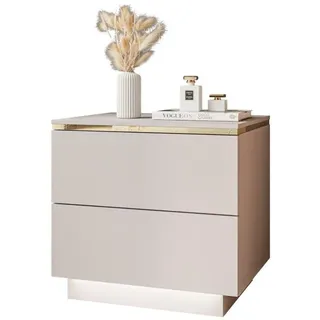 lookway Nachtschrank Aurora II 50 x 48 x 37 cm Beige/Gold