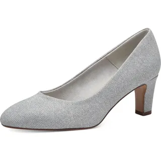TAMARIS Pumps Textil Metallic Silber 42