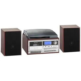 Roadstar HIF-8892 EBT - Hi-Fi-System mit Plattenspieler, CD- und Kassettendeck 64W/230V+DO - Braun/Silber