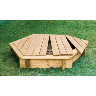 Holzdeckel für Sandkästen – sechseckig, 2-teilig, Ø 190 cm, kesseldruckimprägniertes Kiefernholz, passend für Sandkästen mit 180 cm Innendurchmesse