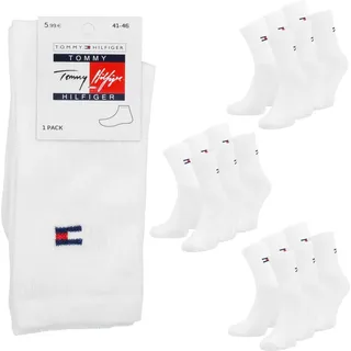 TOMMY HILFIGER Herren lange Socken weiß 9er-Pack Größe 41-46 - Weiß
