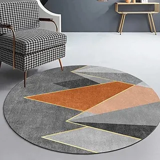 Zeitgenössische Teppiche, runder Teppich für Wohnzimmer, Schlafzimmer oder Küche, Orange/Grau – 80 cm, 100 cm, 120 cm, 140 cm, 160 cm, 180 cm, 200 cm, Hängekorb-Stuhlmatten, Durchmesser 180
