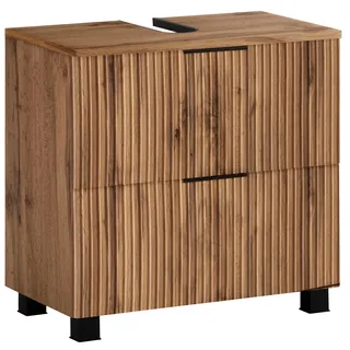 WELLTIME Waschbeckenunterschrank WELLTIME "Trento, verschiedene Ausführungen und Farben", braun (wotaneiche rillenfront), B:60cm H:54cm T:35cm, Holzwerkstoff, MDF, Schränke, Waschbeckenunterschrank, Badmöbel, Breite 60 cm, Beckenunterschrank auf Füßen, Made in 