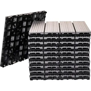 WPC Terrassenfliesen 30x30 cm mit Klicksystem, Grau 5 m2 - 55 Fliesen für Balkon - Grau