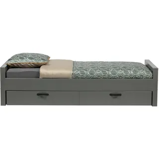 Woood Bettgestell Morris Kiefernholz, modern, lehm dunkelgrau, FSC-zertifiziert, optional mit Aufbewahrungsschublade