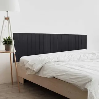 DHOME Recyceltes Holz Kopfteil MDF Paletten Stil Vertikale Palette Bed Pallets Beschläge inklusive (180cm Dual, Massiv Schwarz)