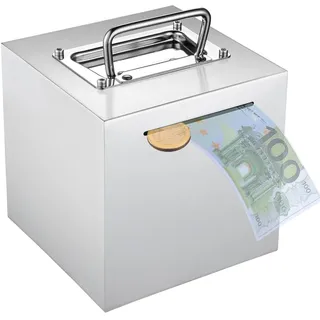 Wuhonghao Spardose Erwachsene Metall,Blechspardose für Scheine und Münzen,15×15cm Sparschwein Groß XXL,Sparbüchse Sparbox Kann Auch als Spendenbox oder Klein Wahlurne Dienen,Piggy Bank Trinkgeldkasse