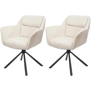 Mendler Esszimmerstuhl K33 Kunstleder creme 2er Set
