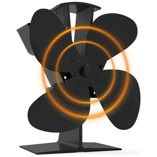 kisidus Kaminventilator 4 Flügel Ofenventilator Ohne Strom, Wärmebetriebener, Leiser, 10,2T x 18,1B x 18,7H cm,für Pellet/Holzbrenner/Kamin schwarz