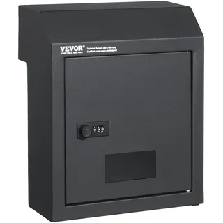 Vevor Einbau-Türbriefkasten, 305 x 155 x 360 mm, Briefkasten für die Türdurchführung, 43 mm, robuster Stahl, Zahlencode-Schloss für Briefe, Schlüssel, Zuhause, Büro, Dunkelgrau