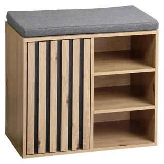 KESPER Schuhschrank 51,5 x 48 x 29,5 cm Sonoma Eiche/Grau mit Sitzkissen