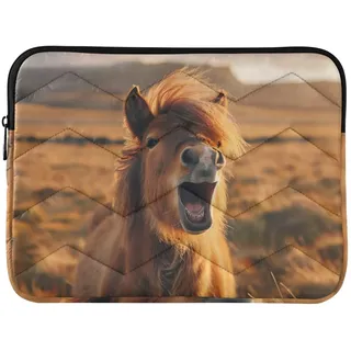Schutzhülle für Laptops mit 35,6 cm (14 Zoll) Notebooktasche mit lustigem Pferd und offenem Mund