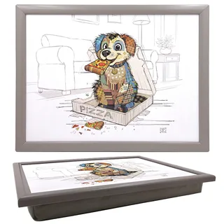Lesser & Pavey Bug Art Pedro Pup Knietablett zum Servieren und Frühstück, bequemes Knietablett mit Sitzsack-Kissen für Snacks und Abendessen, langlebiges Serviertablett zum Essen auf dem Schoß für