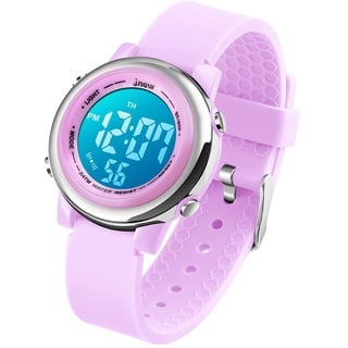 VenSten Kinder Digital Sport Uhren-Jungen Mädchen Wasserdicht Armbanduhr Sportuhr mit Wecker Datum Chronograph 7 LED Hintergrundbeleuchtung für Little Jugendliche Jungen - Lila